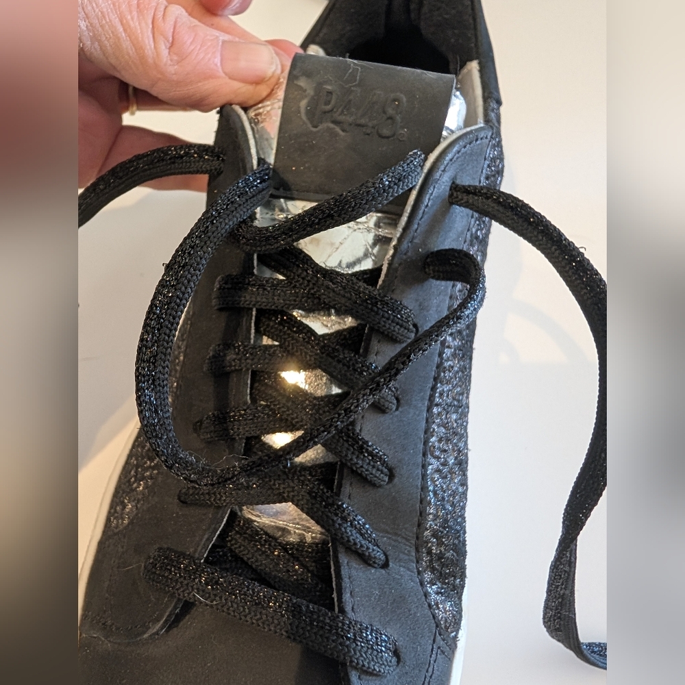 P448 Platform Lace Up Sneakers Silver Tongue Sz.39 EU EE5 - Picture 3 of 16